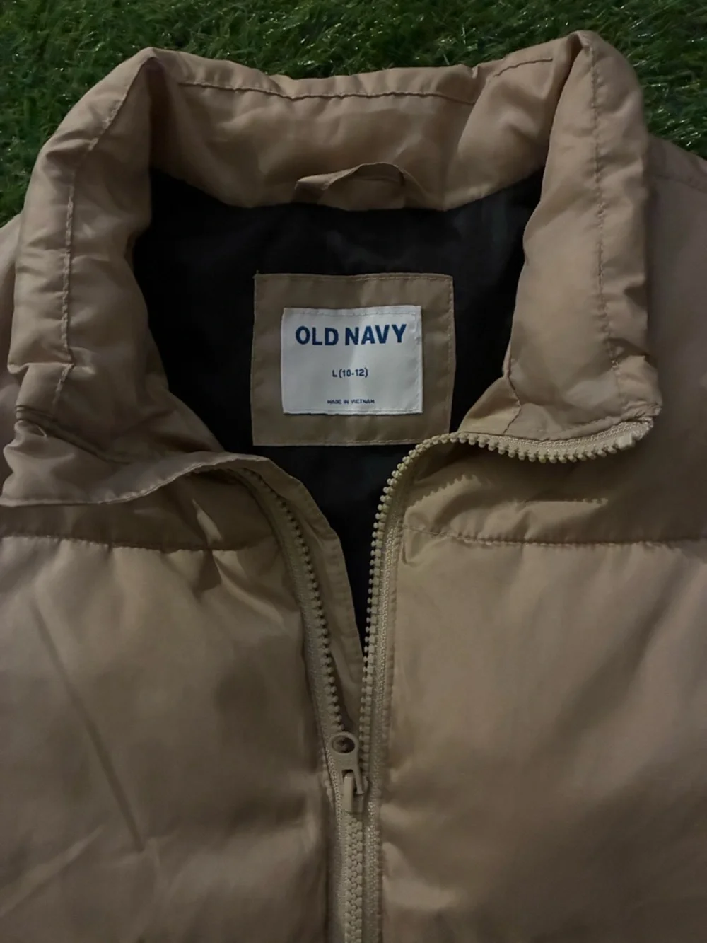 Boys Quilted Puffer Vest - Tan